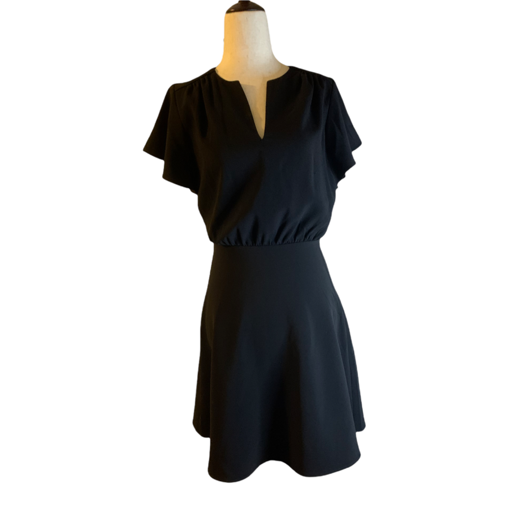 H&M Size 2 Black Flutter Sleeve Dress